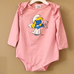 Smurfette pink long sleeved onesie/bodysuit